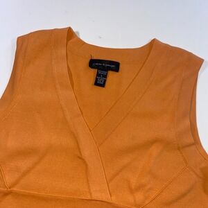 Cable & Gauge Womens Orange Sleeveless Surplice V-Neck Bandage Knit Top Large